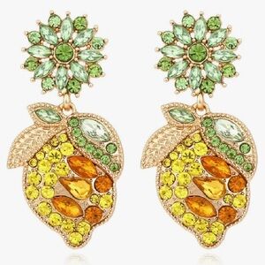 Floral Citrus Post Crystal Earrings
